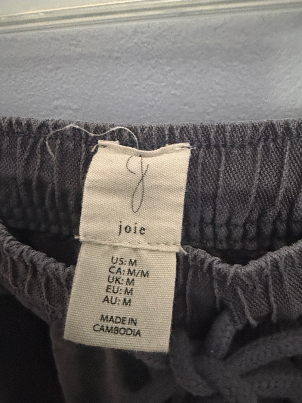 Wide Leg Linen Lyocell Blend Pants Medium Gray Blue Drawstring Relaxed - Picture 3 of 8